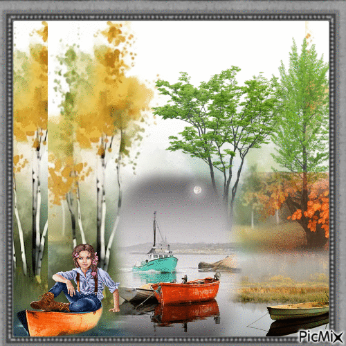 O rio e os barcos - Ingyenes animált GIF