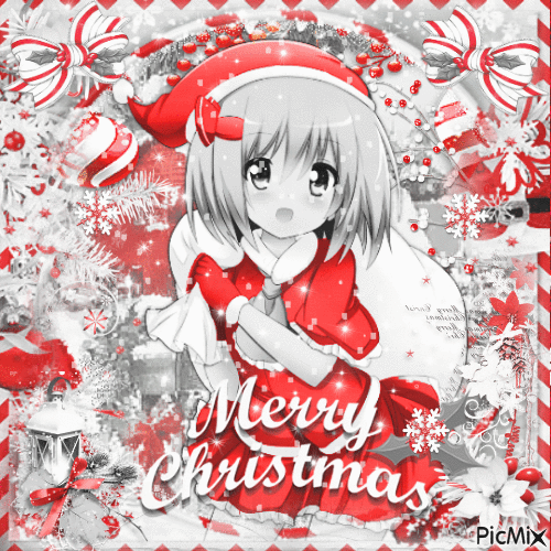 Christmas anime girl BWR - Free animated GIF