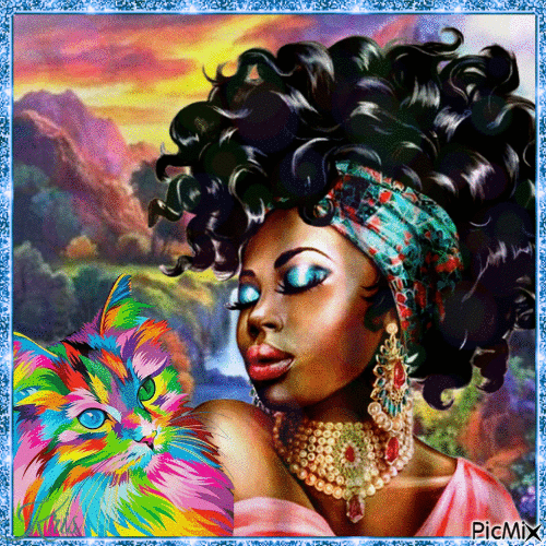 Portrait d'une femme colorée - Besplatni animirani GIF
