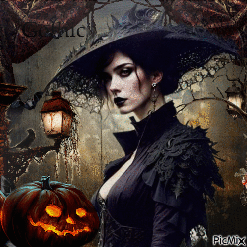 Retrato gótico - Halloween - Zdarma animovaný GIF