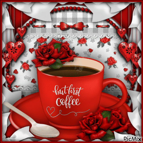 Decorated Cup of Coffee-RM-02-27-24 - GIF animé gratuit