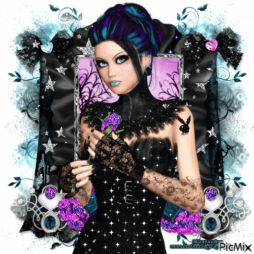 Lady black,blue and purple - Ücretsiz animasyonlu GIF