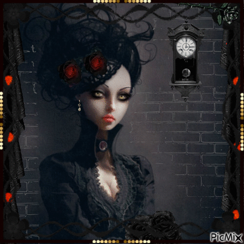 La dama de las rosas negras - Free animated GIF
