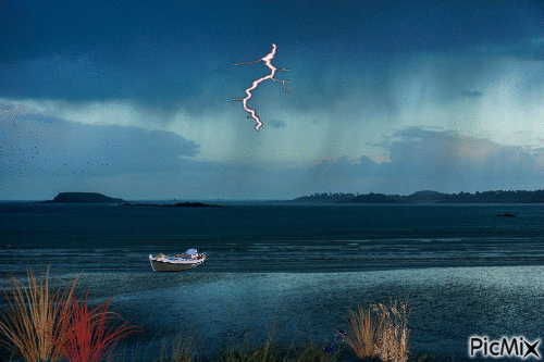 orage sur la mer - 免费动画 GIF