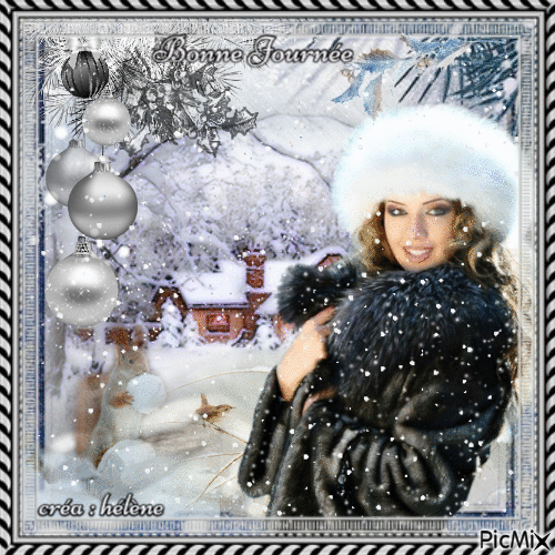 Portrait vintage sous la neige - 無料のアニメーション GIF