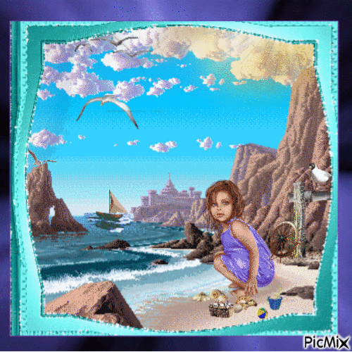 Fille au bord de la mer - Bezmaksas animēts GIF