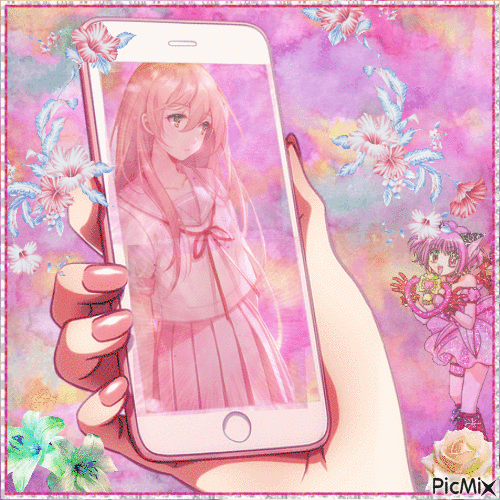 Chica manga en rosa - GIF animado grátis