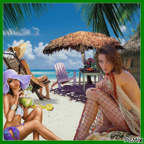 Mujer en la playa - Gratis geanimeerde GIF