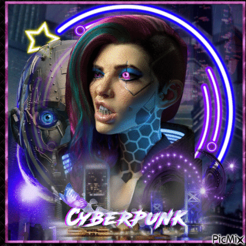Fille cyberpunk - GIF เคลื่อนไหวฟรี