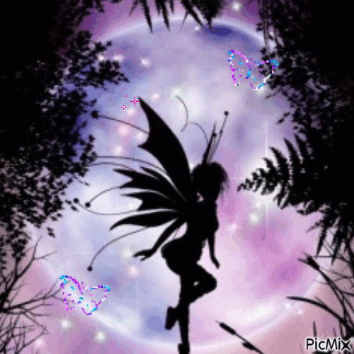 Moon and Fairy - GIF animasi gratis