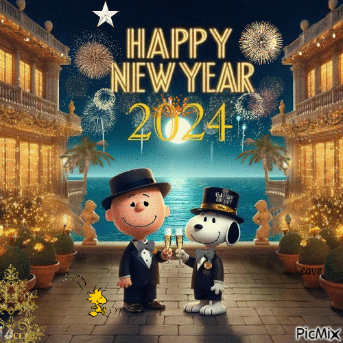 SNOOPY HAPPY NEW YEAR - Bezmaksas animēts GIF