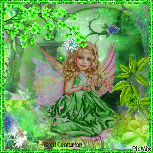 Pequena rainha da fantasia em tons verdes - Ilmainen animoitu GIF