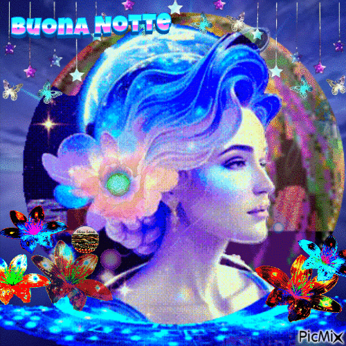Buona Notte -Donna in Azzurro - Бесплатный анимированный гифка