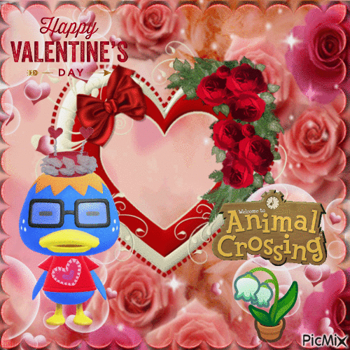 Animal Crossing derwin Saint Valentin - GIF animado gratis
