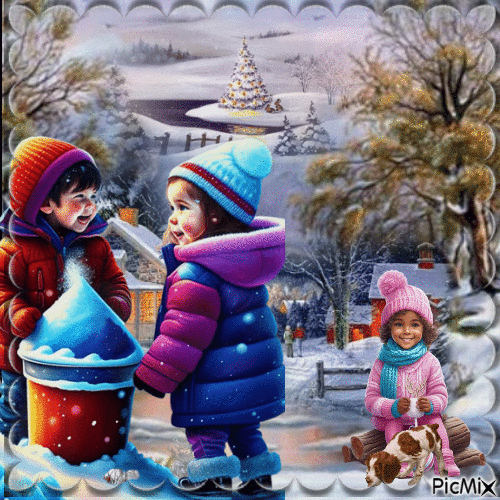 Enfants en hiver - Bezmaksas animēts GIF