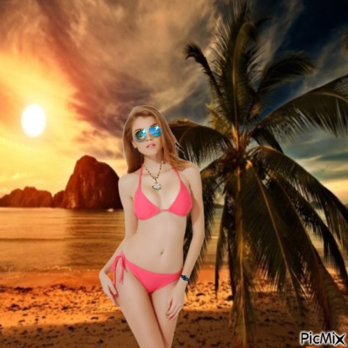 Sexy Summer redhead - PNG gratuit