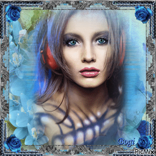 Spring portrait in blue... - Gratis animeret GIF