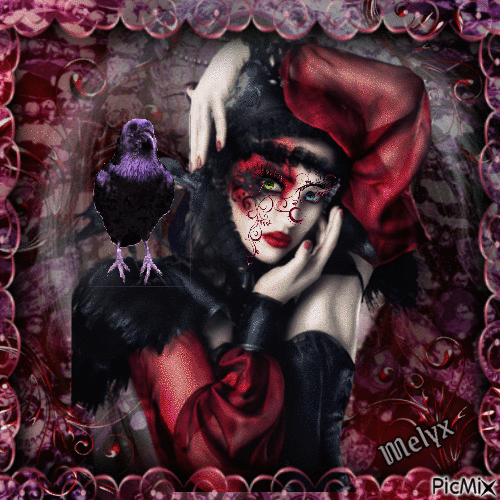 gothic dark lady crow - GIF animado grátis
