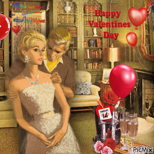 Valentinstag - Party im Vintage-Stil - GIF animasi gratis