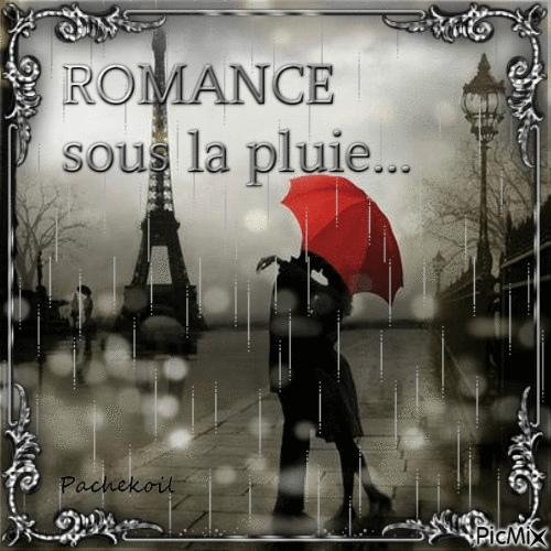 Romance sous la pluie... - Безплатен анимиран GIF