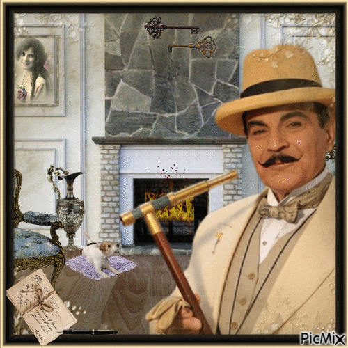 Vintage : Hercule Poirot - Nemokamas animacinis gif