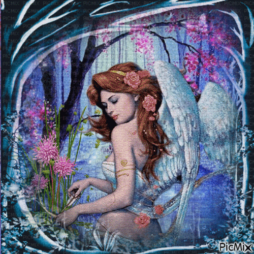 Femme fantasy - Couleur rose et bleu. - GIF animado gratis
