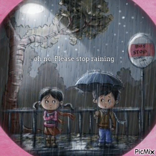 Raining at the Bus Stop-RM-04-02-23 - Free animated GIF