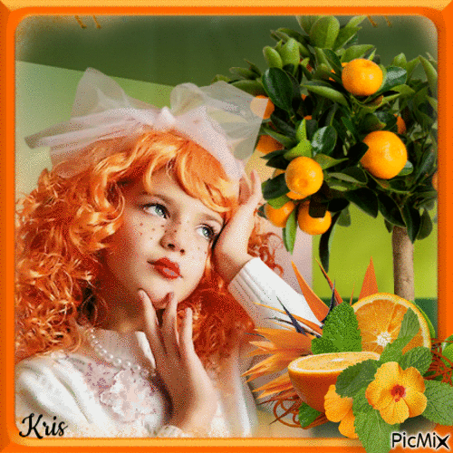 Fille et oranges - Darmowy animowany GIF