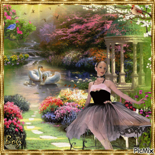 Balerina in the garden... - Animovaný GIF zadarmo