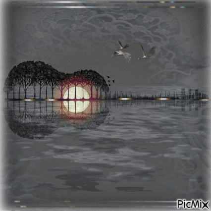 Paesaggio riflesso sul mare - Ücretsiz animasyonlu GIF