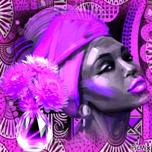 Portrait femme Africaine / tons violet - фрее пнг