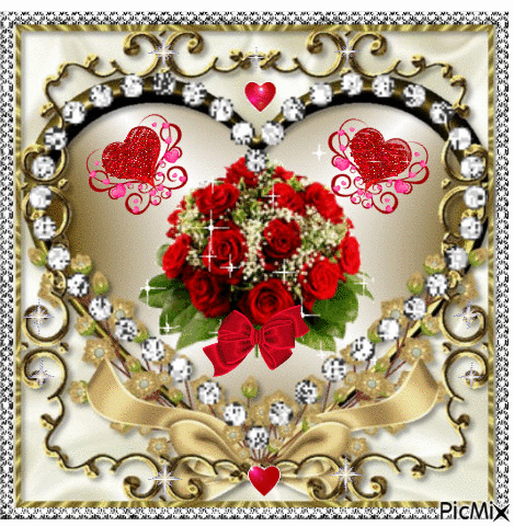 Roses in a heart - GIF animado gratis