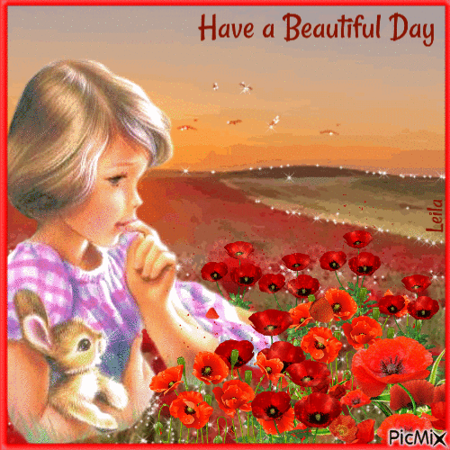 Have a Beautiful Day. Girl. Martine. Poppy. - Free animated GIF