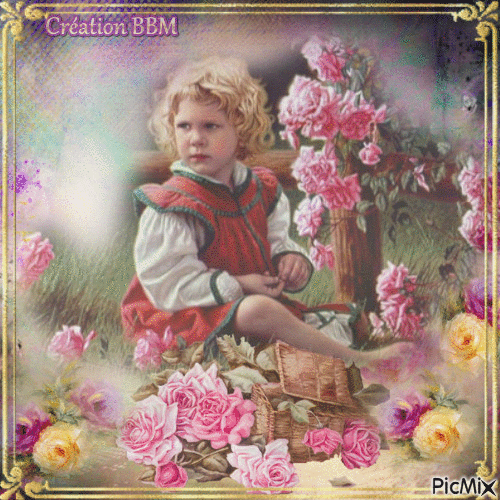 La fillette et les roses par BBM - Δωρεάν κινούμενο GIF