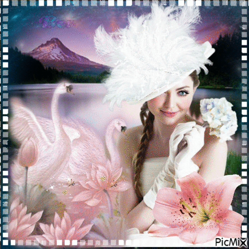 Hat of white feathers - GIF animate gratis