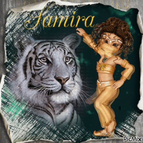 Samira et le tigre - Animovaný GIF zadarmo