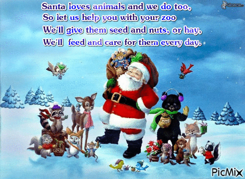 Santa and the animals. - Бесплатный анимированный гифка