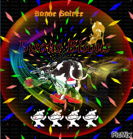 VACHE BONNE SOIREE - Бесплатный анимированный гифка