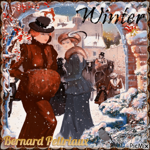 Woman in Winter by Bernard Peltriaux - Δωρεάν κινούμενο GIF