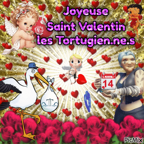 St Valentin Tortuga - GIF animé gratuit