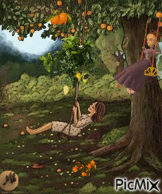 Columpios entre naranjos y limonero - Free animated GIF