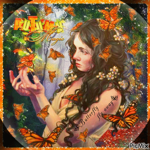 Autumn butterfly woman - GIF animé gratuit