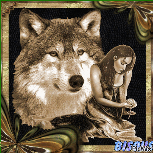 le loup et la femme - Darmowy animowany GIF