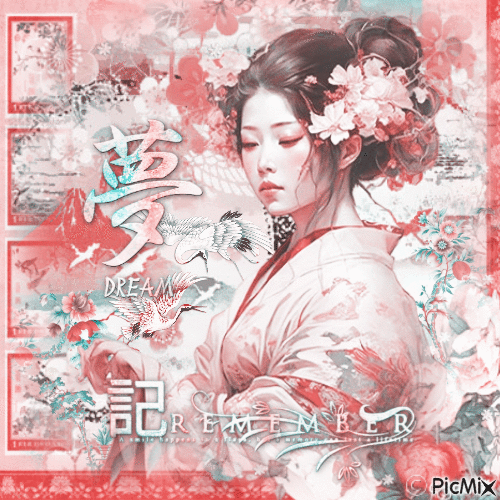 Oriental woman pink - Gratis geanimeerde GIF