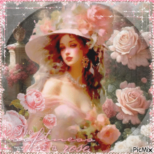 Woman and roses - Δωρεάν κινούμενο GIF