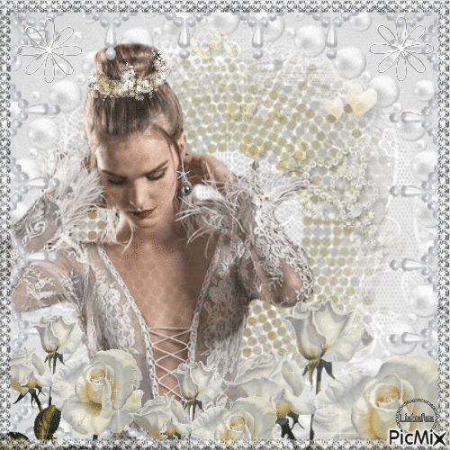 Frau mit weiße Rosen - Ilmainen animoitu GIF