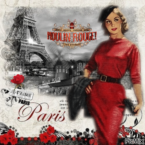 Vintage-Frau in Paris - GIF เคลื่อนไหวฟรี