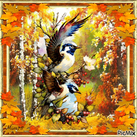 Les oiseaux en automne - Gratis animeret GIF