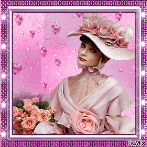 dama de rosa - Бесплатный анимированный гифка