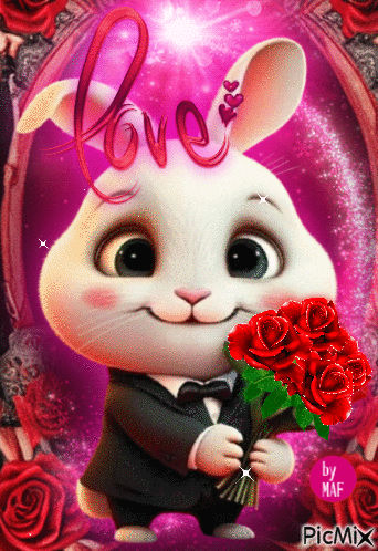 Bunny in Love - Бесплатный анимированный гифка